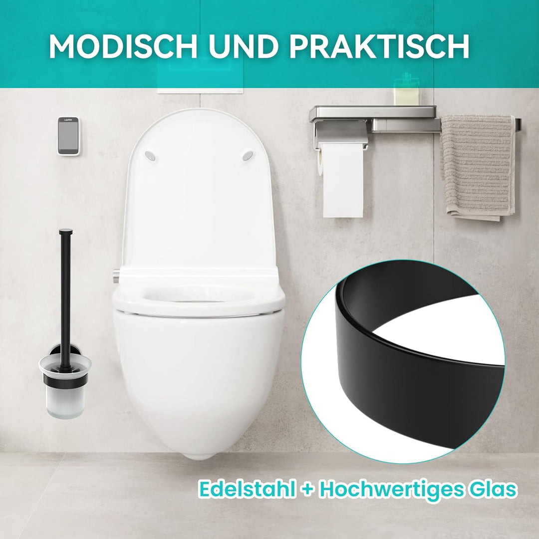 Dailyart Klobürste, Toilettenbürste Klobürste Schwarz WC Garnitur WC Bürste Ohne Bohren Klobürstenha