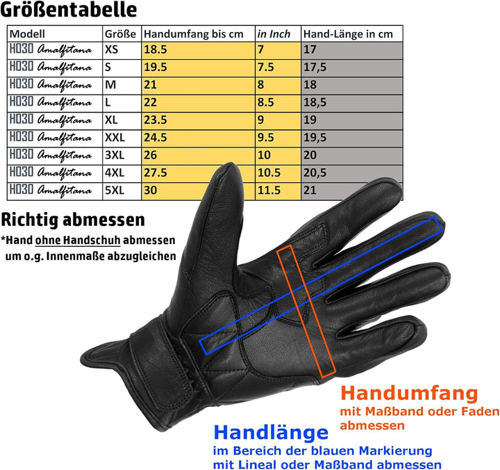 TacFirst AMALFITANA Motorrad Handschuhe Sommer aus Leder, Retro, Vintage Lederhandschuhe Damen, Herr