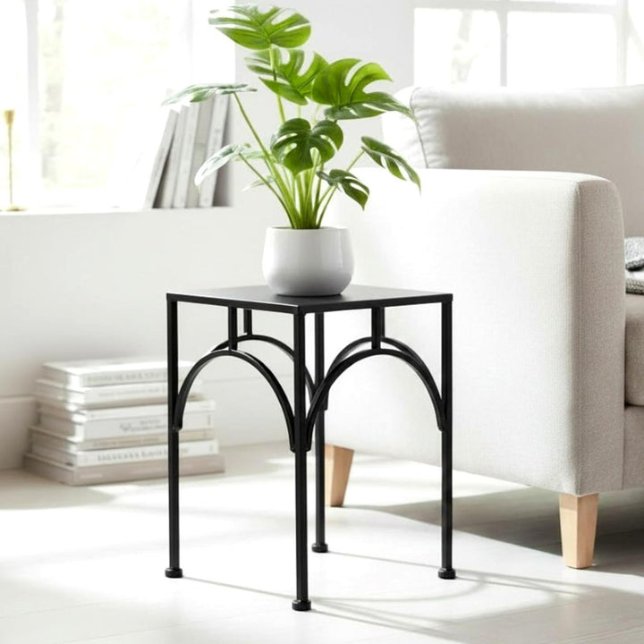 DanDiBo Blumenhocker Metall Schwarz Eckig Blumenständer Beistelltisch 96449 Blumensäule Pflanzenhock