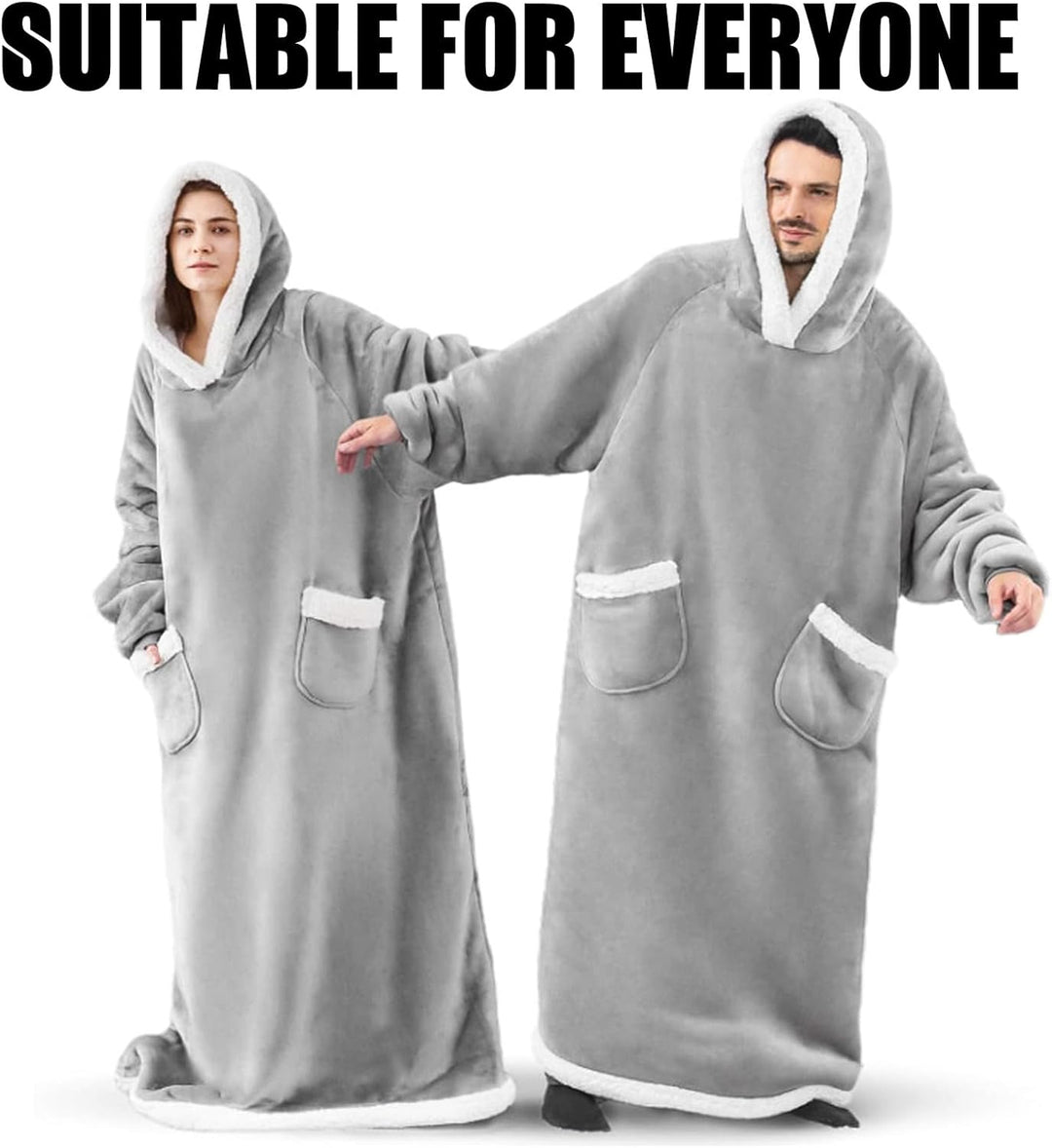 Emwwat Extra Lange Hoodie Decke, Übergrosse Sherpa Hoodie Decke für Damen und Herren, tragbare Decke