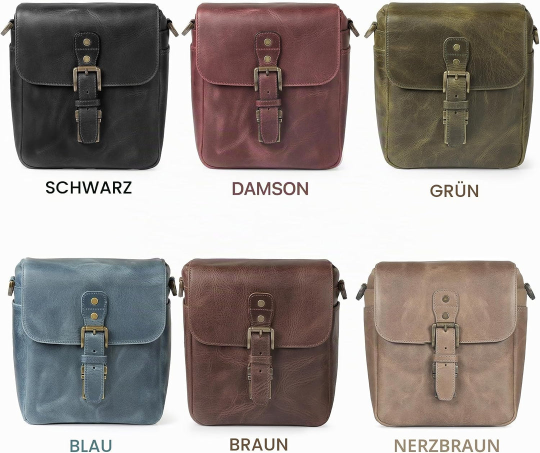 MegaGear MG1701 Torres Mini Kameratasche - Kuriertasche aus echtem Leder für Spiegellose, Sofortbild