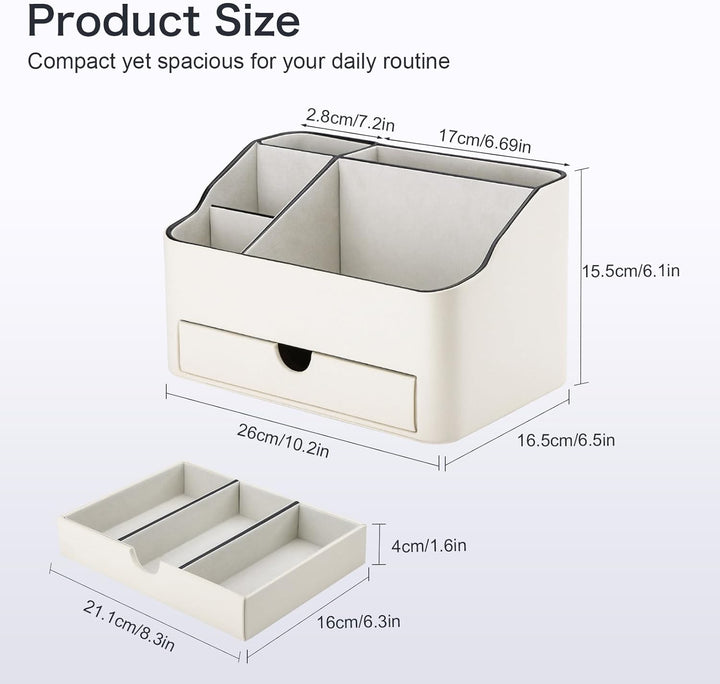 KINGFOM Büro Schreibtisch Organizer Mit 5 Fächern & Schubladen, Multifunktionales Stifte Organizer S