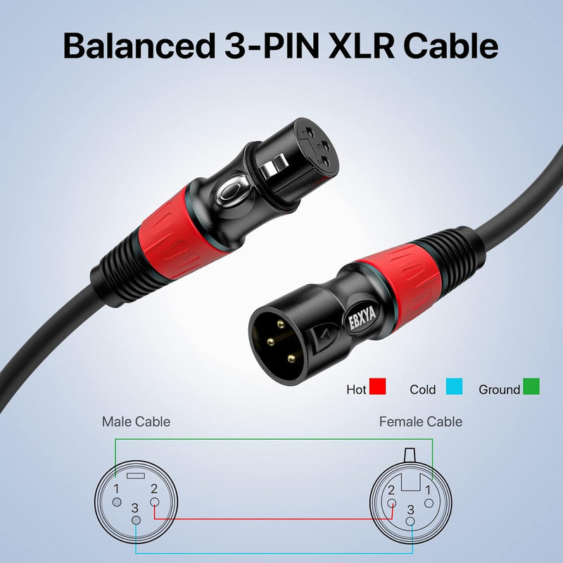 EBXYA XLR Kabel Mikrofonkabel 8M 2 Pack 3-Pin Balanced XLR Stecker zu Buchse Kabel Mehrfarbig Mikrof