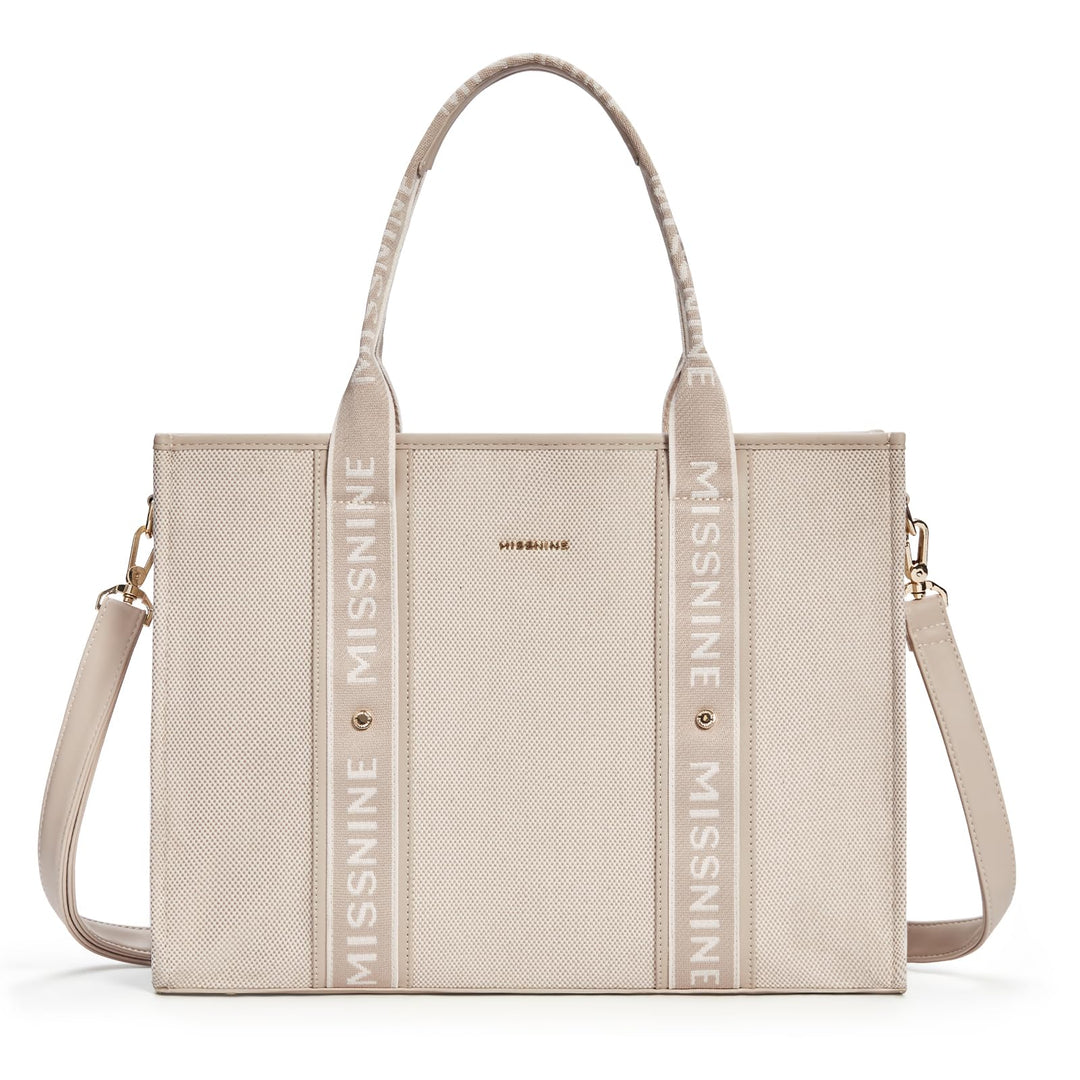 Missnine Tragetasche Canvas-Laptoptasche 15,6 Zoll Handtasche Damen Aktentasche für Damen grosse Kap