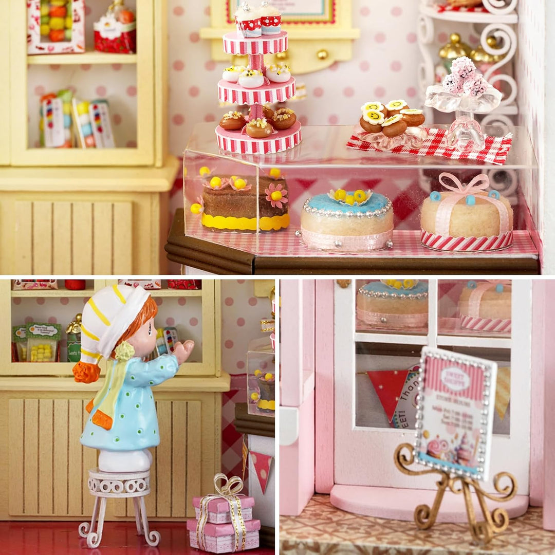 Spilay DIY Miniature House, Mini Handgefertigte Grünes Pflanzenstudio Kit Mit LED-Licht, Schutzhülle