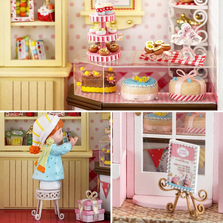 Spilay DIY Miniature House, Mini Handgefertigte Grünes Pflanzenstudio Kit Mit LED-Licht, Schutzhülle