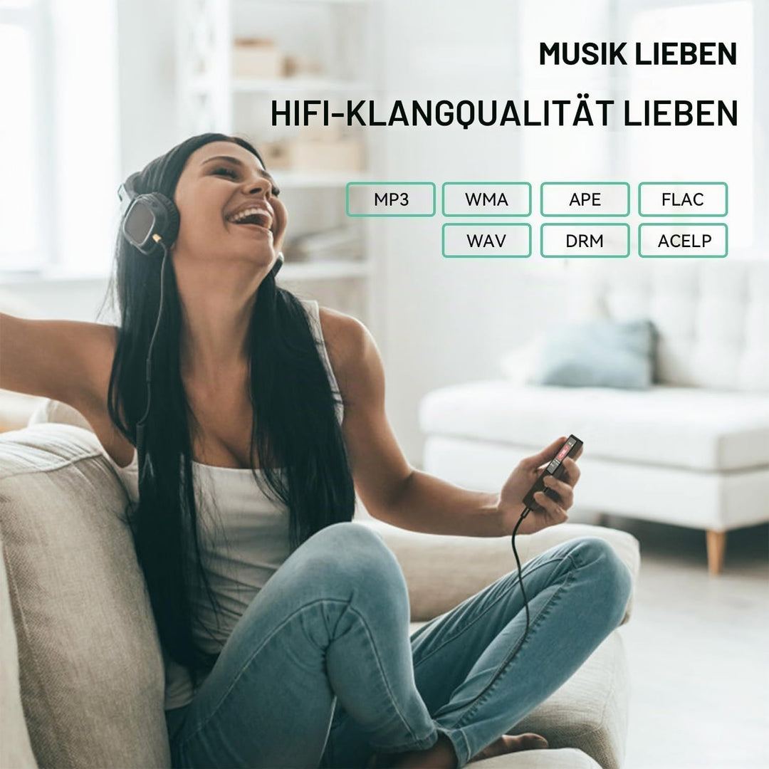 AGPTEK MP3-Player, 32 GB, Bluetooth 5.3, verlustfrei, HiFi, 70 Std., lange Akkulaufzeit, tragbar, mi