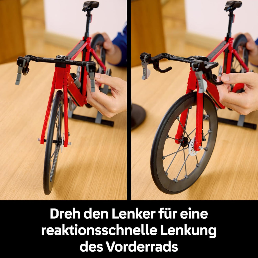 LEGO Icons Rennrad - Modellbau für Erwachsene - inkl. Gummireifen, Schaltwerk und Hinterradständer a