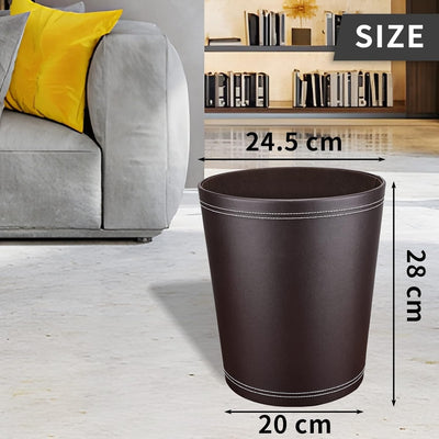 GORESE Papierkorb Büro - Papierkorb aus Leder in Schwarz, modernes Design, Mülleimer für Küche, Bad,