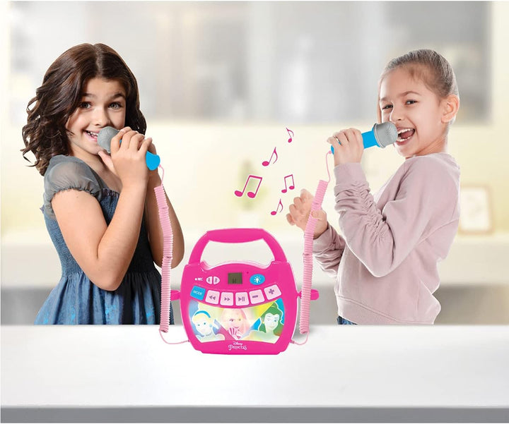 Lexibook, Disney Prinzessin, Tragbarer Karaoke-Digitalplayer für Kinder, Mikrofone, Lichteffekte, Bl