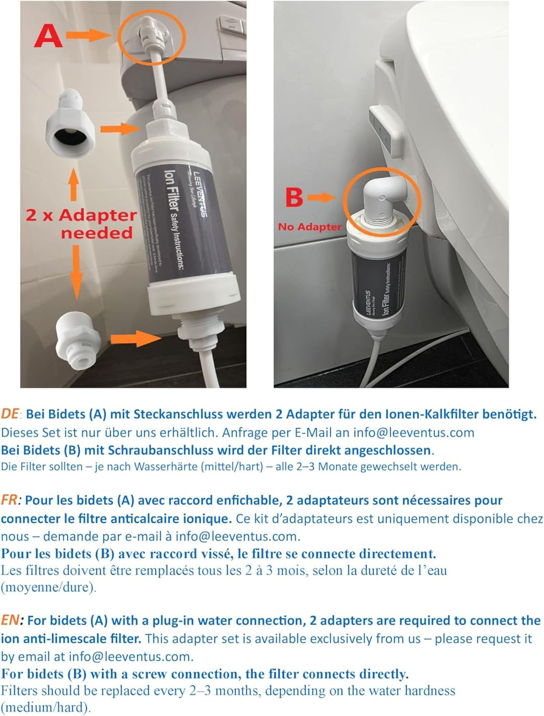 LEEVENTUS - 5 Stück Premium Ionenfilter für dusch-WCs - Made in Korea