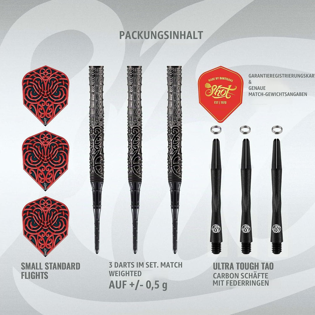 Shot Darts Warrior Kapene Captain 90% Tungsten Softdarts Gewicht: 20g, Gewicht: 20g