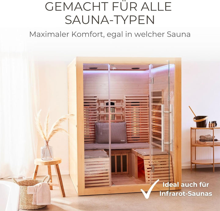 SAUNASOFA Sauna Sitzauflage 1-Sitzer – Auflage für Saunabank & Infrarotkabine aus Baumwolle – Waschb