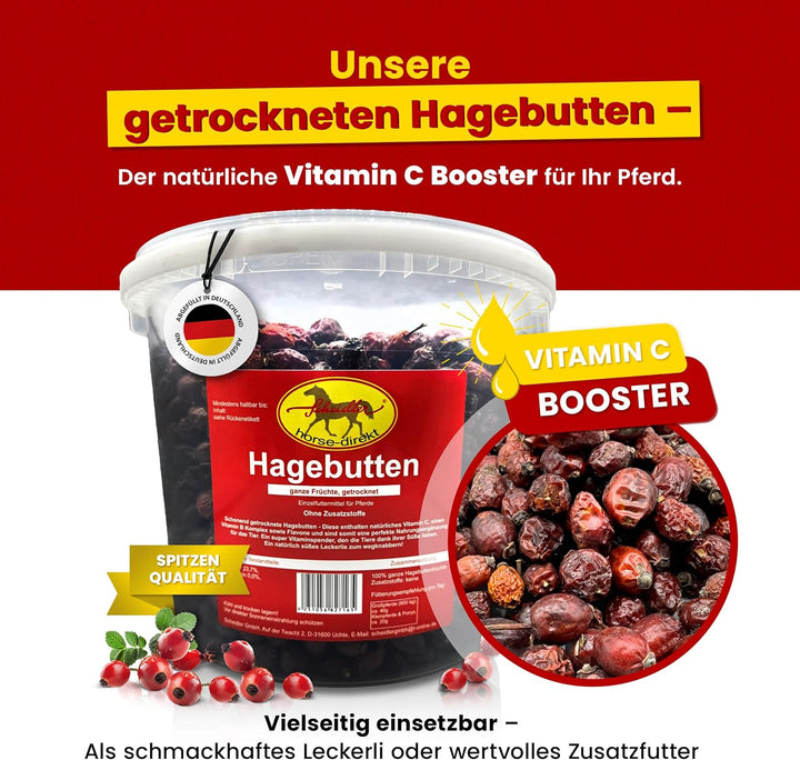 Scheidler horse-direkt Hagebutten getrocknet für Pferde 2kg – Ganze Hagebutte in Spitzenqualität – 1