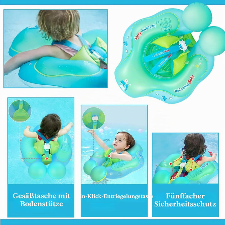 Schwimmring für Neugeborene, 3–12 Monate, Orange, aufblasbarer Baby-Pool-Schwimmring mit Sicherheits