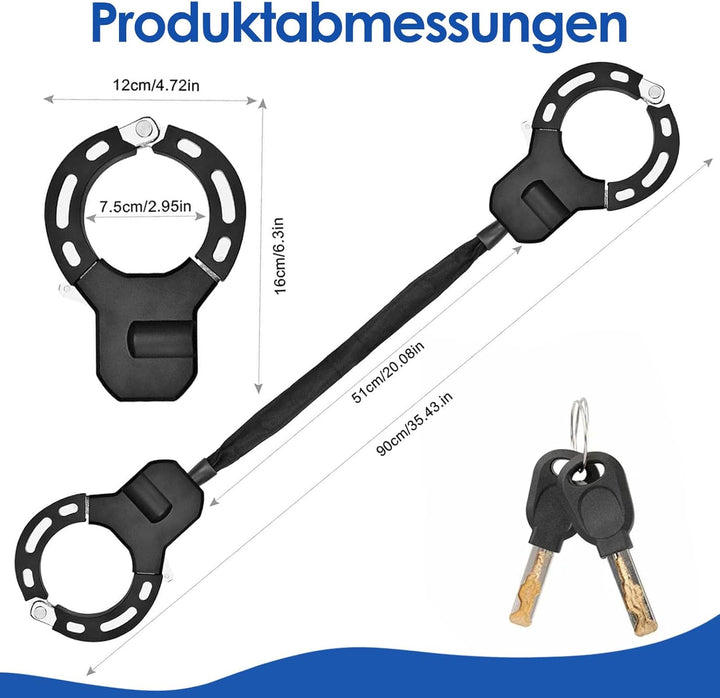 E Scooter Schloss - Handschellenschloss mit Schlüssel, Fahrradschloss für E Scooter mit Gummi-Lock-H