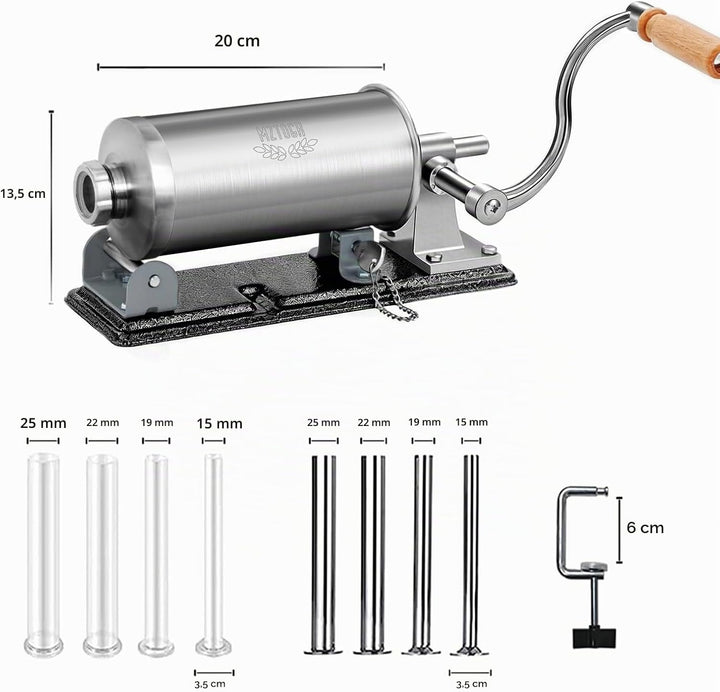 MZTOGR Wurstfüller Wurstfüllmaschine, horizontale Küchen-Edelstahl-Wurstfüllmaschine mit Saugfuss, p