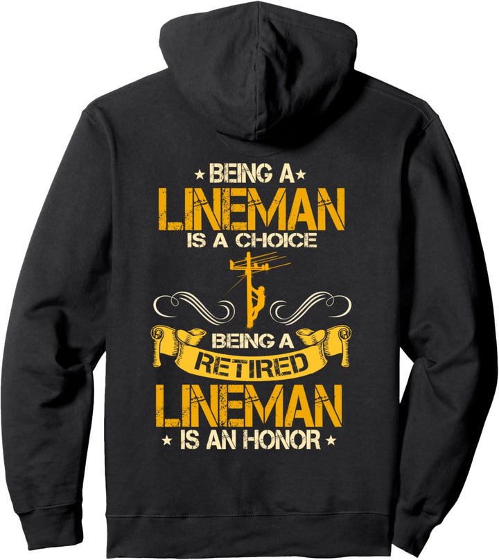 Lineman Gifts Line Worker Bild auf der Rückseite des Hemdes Pullover Hoodie