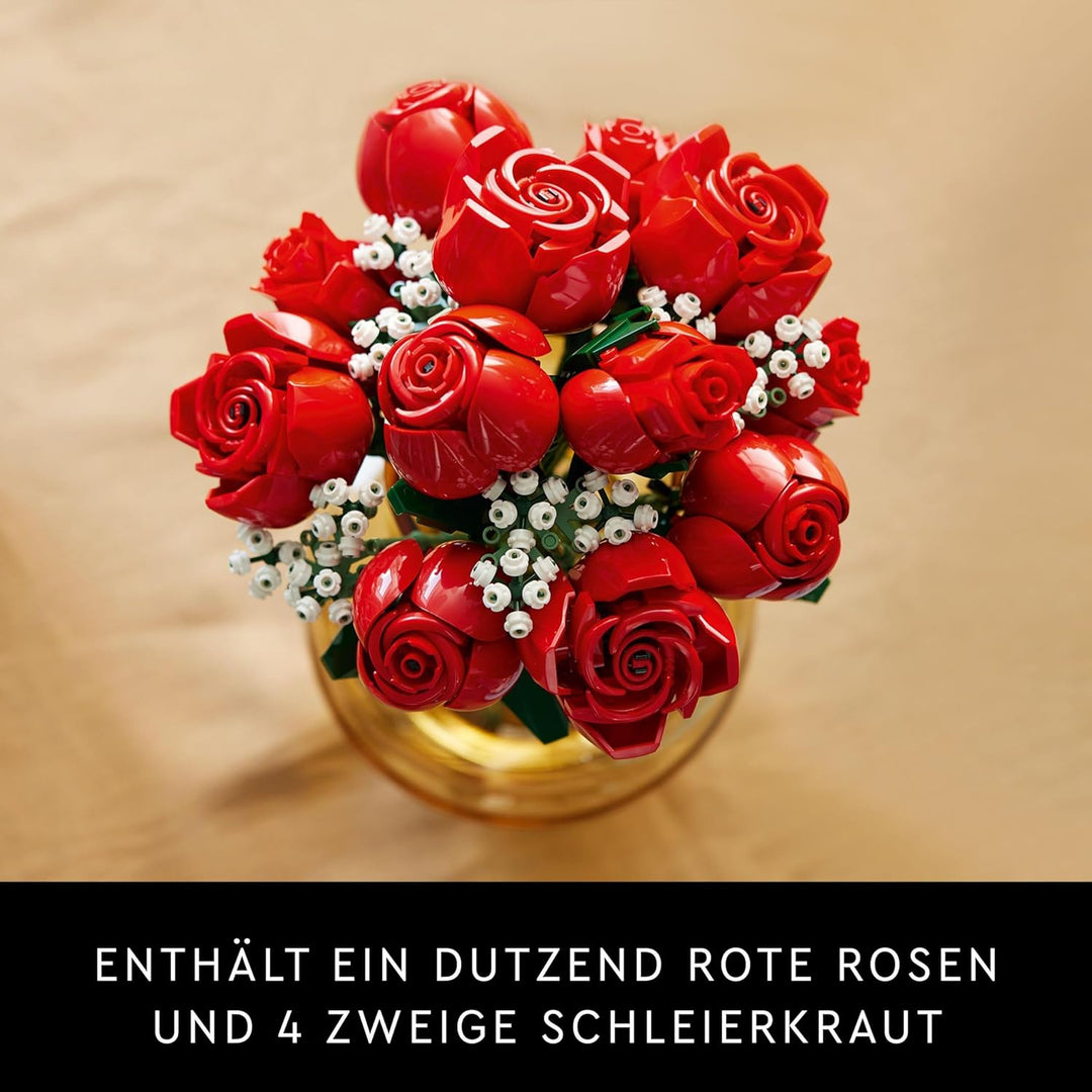 LEGO Icons Rosenstrauss, künstliche Blumen als Zimmer-Deko & Icons Orchidee, Künstliche Pflanzen Set