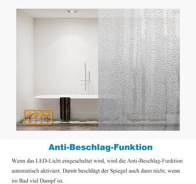Badspiegel mit Beleuchtung Eckig 50x70 cm LED Badezimmerspiegel Lichtspiegel Wandspiegel für Gäste W
