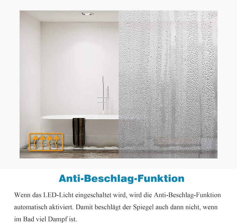 Badspiegel mit Beleuchtung Eckig 50x70 cm LED Badezimmerspiegel Lichtspiegel Wandspiegel für Gäste W