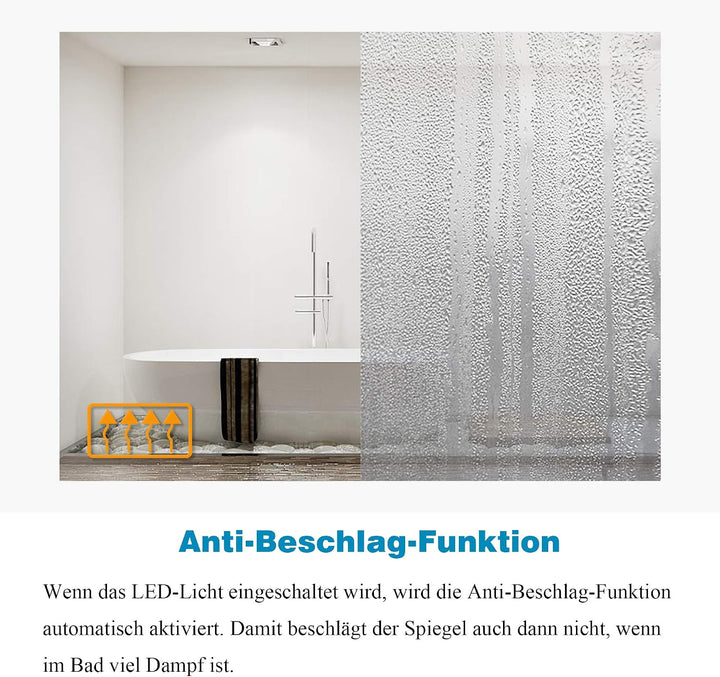 Spiegel Badezimmer Beleuchtung 60x80 cm Dekorative Wandspiegel Silber mit Rahmen Led Badspiegel Bele