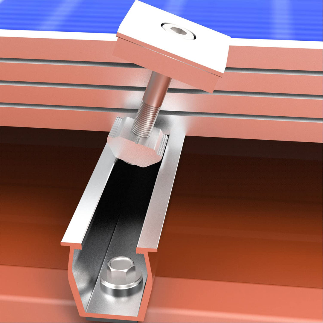 Solarmodul Alu Halterung Profil 200MM Schiene Mittelklemme Endklemme 30MM Befestigungs-Set für 8 x S
