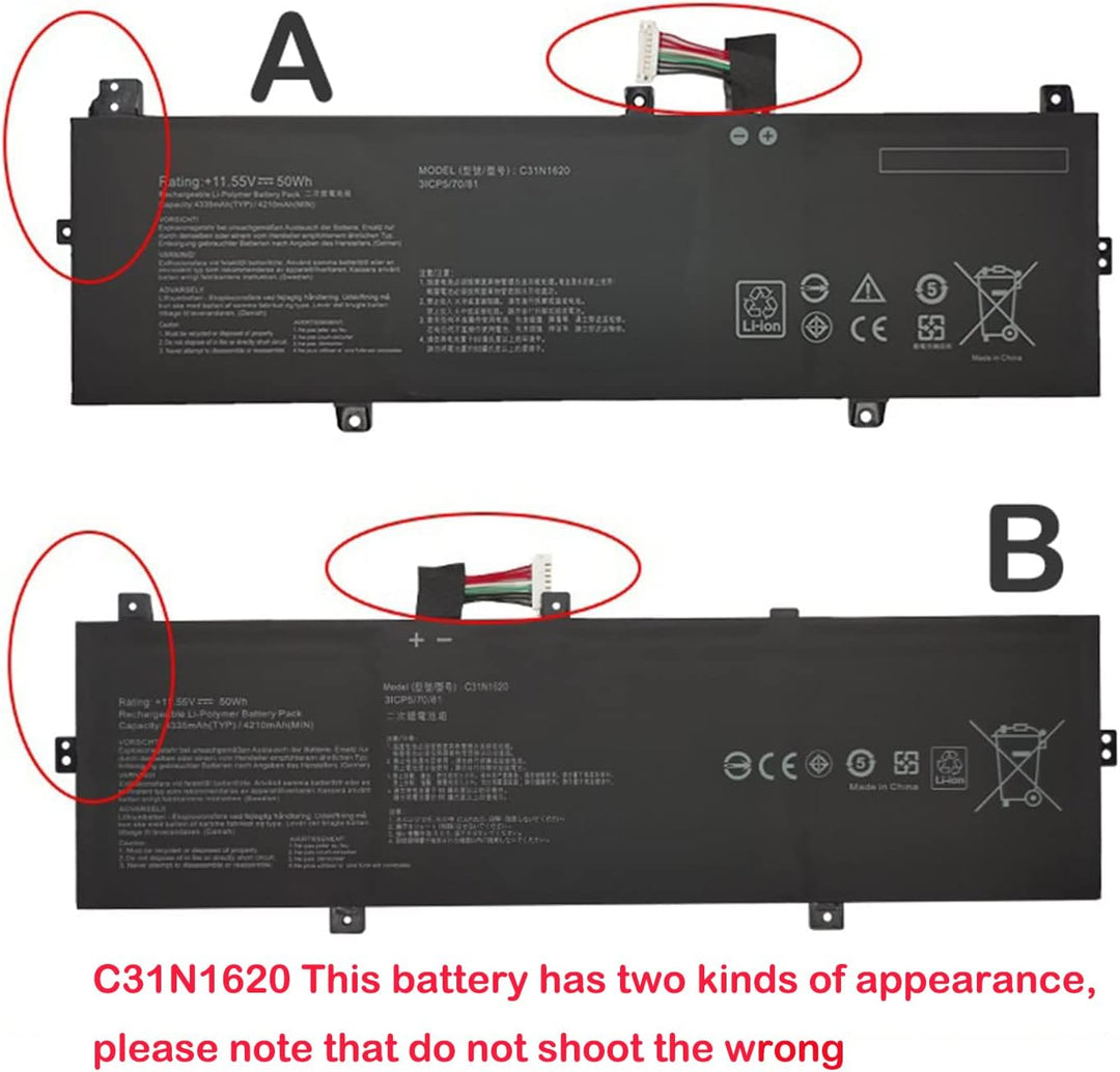 C31N1620 31CP5/70/81 Laptop-Akku Kompatibel mit Asus ZenBooK UX430 UX430UQ UX430UQ-GV015T PRO PU404