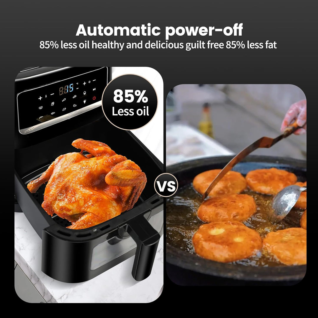 7L Heissluftfritteuse mit Sichtfenster | Airfryer Klein Eingebaute Beleuchtung, 9-in-1 Kochprogramme