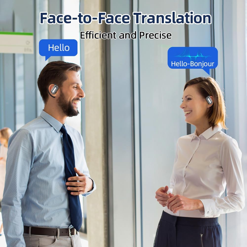 Echtzeit Übersetzungskopfhörer, AI Übersetzer Kopfhörer 144 Sprachen, Translation Earbuds Bluetooth