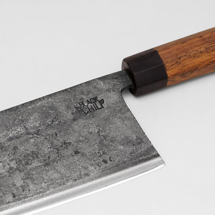 Hackmesser (Chinesisches Kochmesser) für Fleisch und Gemüse | Griff: Eisenholz | 18 cm Carbonstahl K