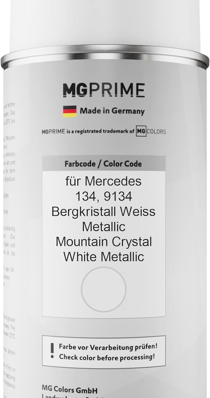 MG PRIME Autolack 2K Spraydosen Set für Mercedes 134/9134 Bergkristall Weiss Metallic/Mountain Cryst