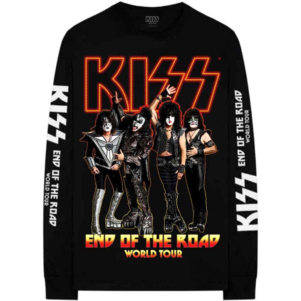 KISS T Shirt End of The Road Tour Band Logo offiziell Unisex Schwarz Long Sleeve M
