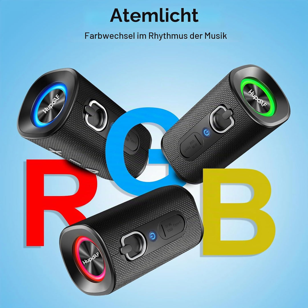 Bluetooth Lautsprecher mit Licht, Musikbox Bluetooth 5.4, 30W Max Dual Lautsprecher,30 Std Akku,Bass