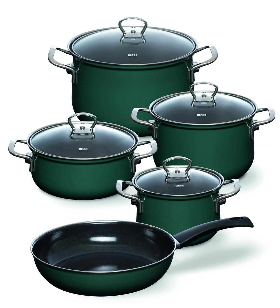 Riess, 0558-007, Emaille-Set 5-tlg., Nouvelle TEAL, dunkelgr�n, Emaille, LBH 50 x 30 x 40 cm, Gewich