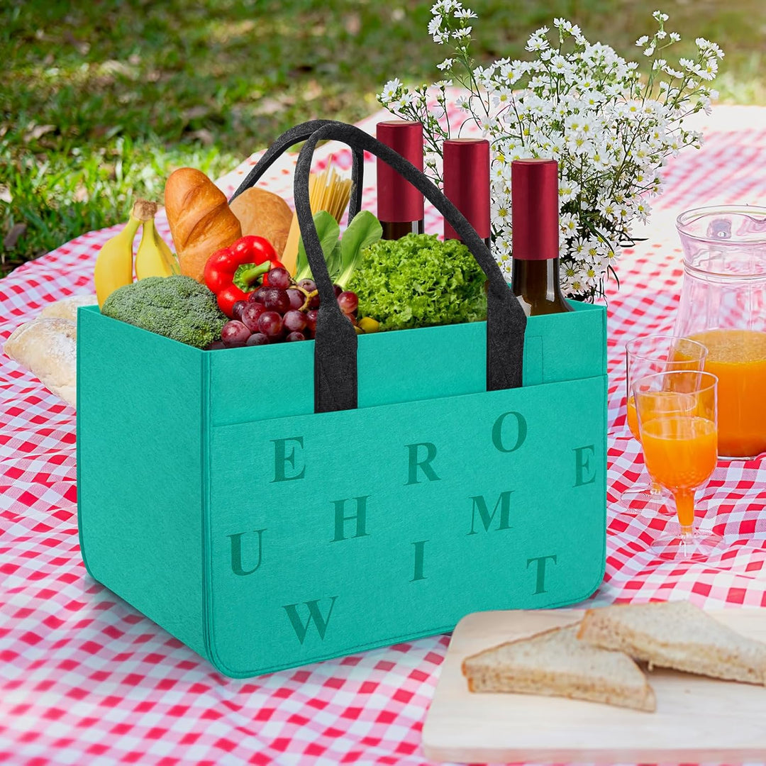 Filz Einkaufskörbe Filztasche Einkaufstasche mit Fächern, Filztasche Gross 30L Faltbar Robust Flasch