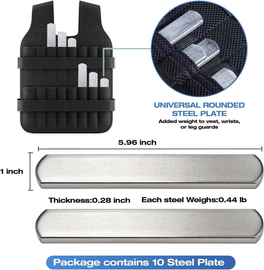 10 Stück Stahlplatten für Gewichtsweste, Krafttraining Gewicht splatten für Gewichtswesten 15CM, 15C