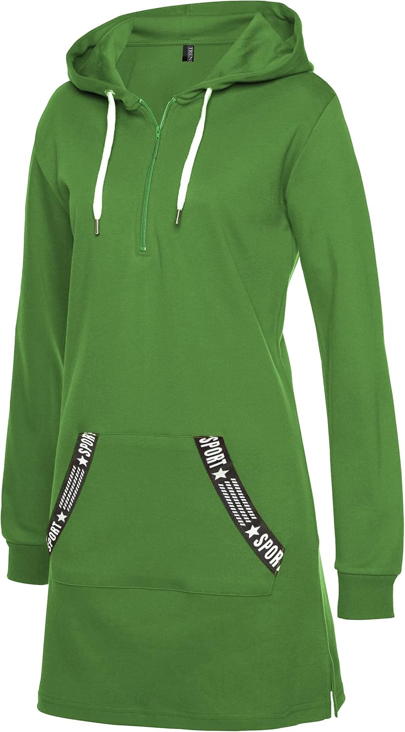 Damen Hoodie Kleid Herbst Langarm Sweatshirts Kapuzenpullover Streetwear Jumper Pullover Mini Kleide