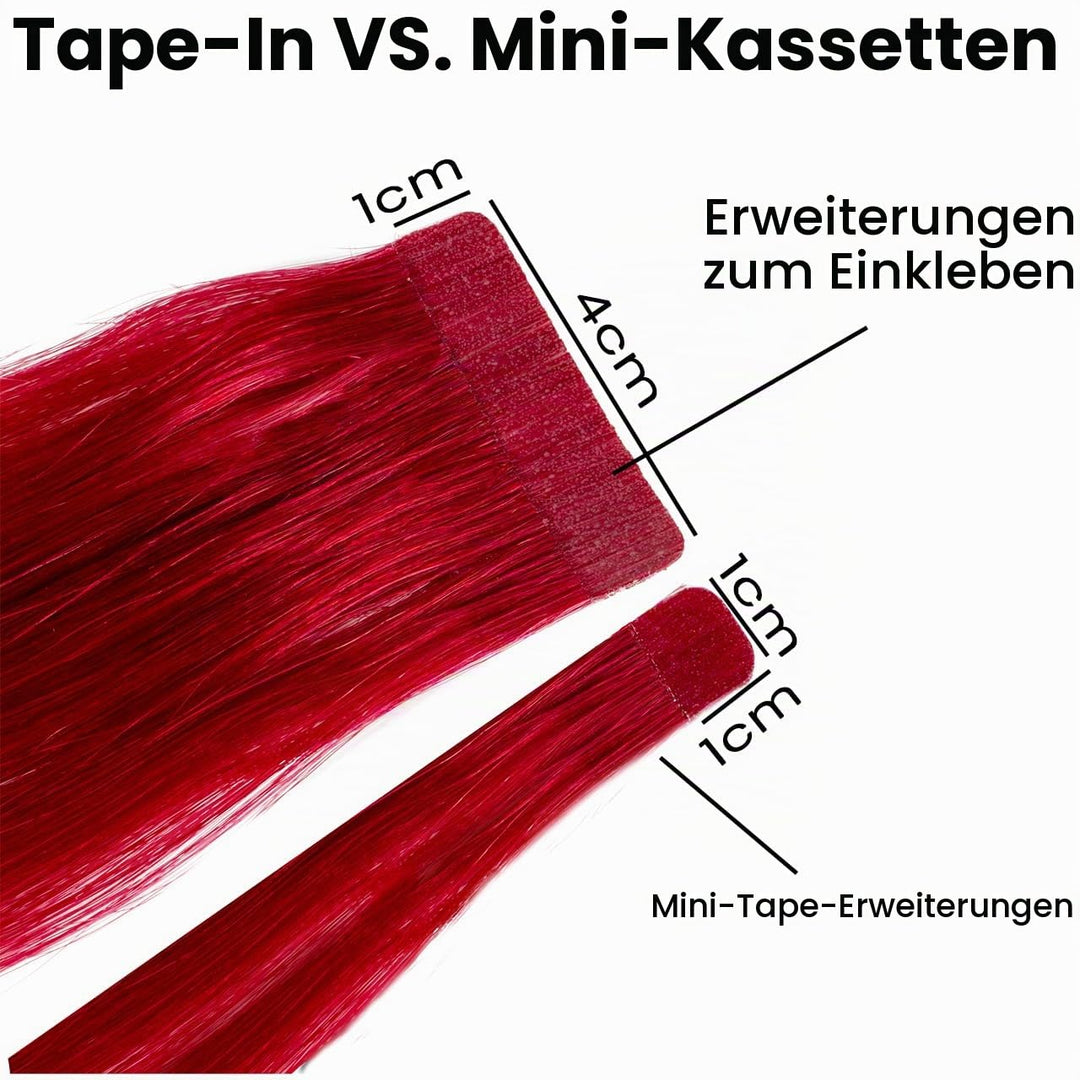 hair2heart Premium Mini Tape Extensions Echthaar - 12 Tapes 40cm 2/0 schwarz 40cm 12 Strähnen 