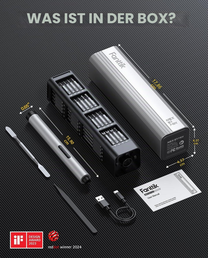 Fanttik E1 MAX Akkuschrauber，50 in 1 Magnetische Präzisions- Kit, 2 Gänge Drehmoment Elektro Schraub