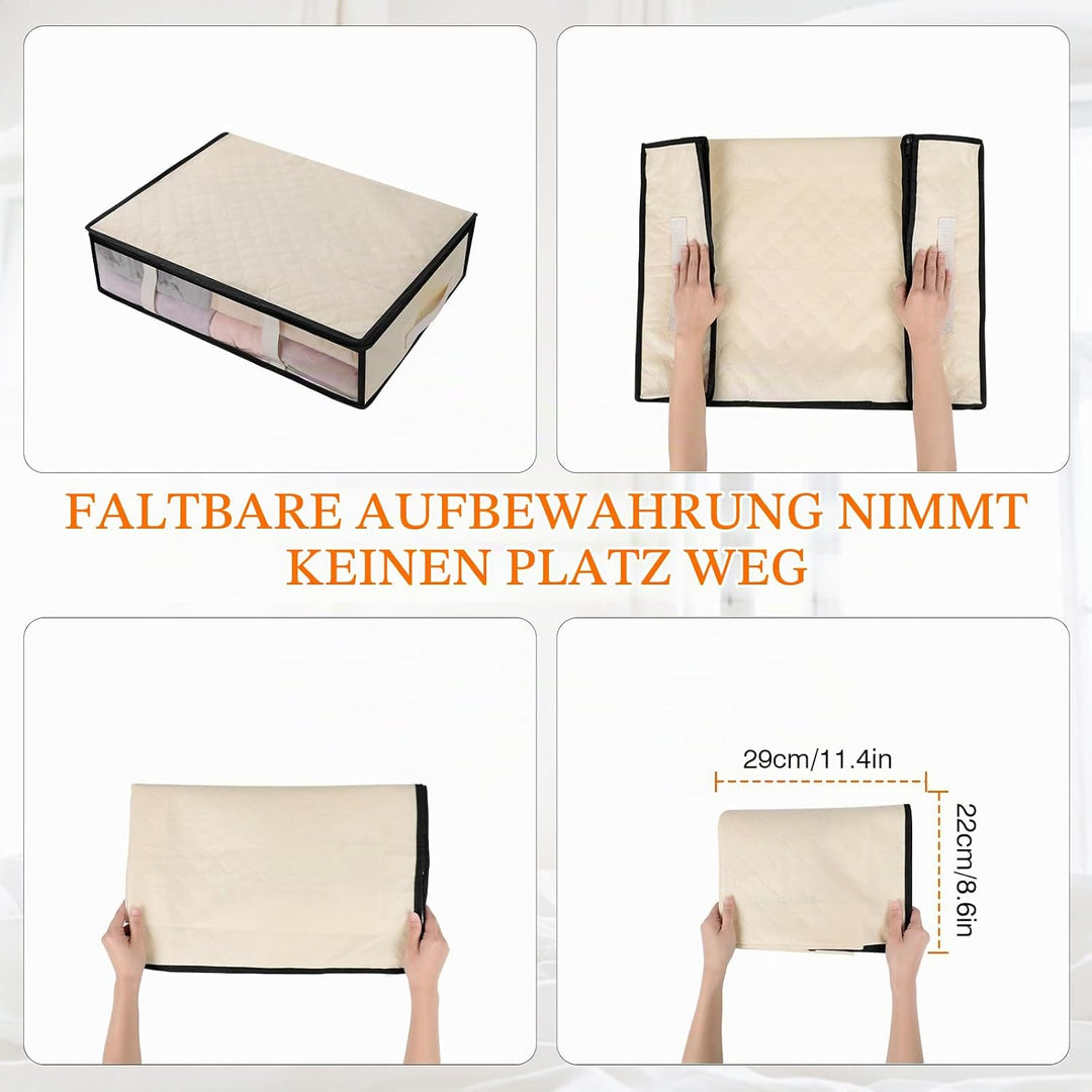 AiQInu Unterbett Aufbewahrungsbox,4 Stück Unterbettkommode mit Sichtfenster und 4 Haltegriffen 60x 4