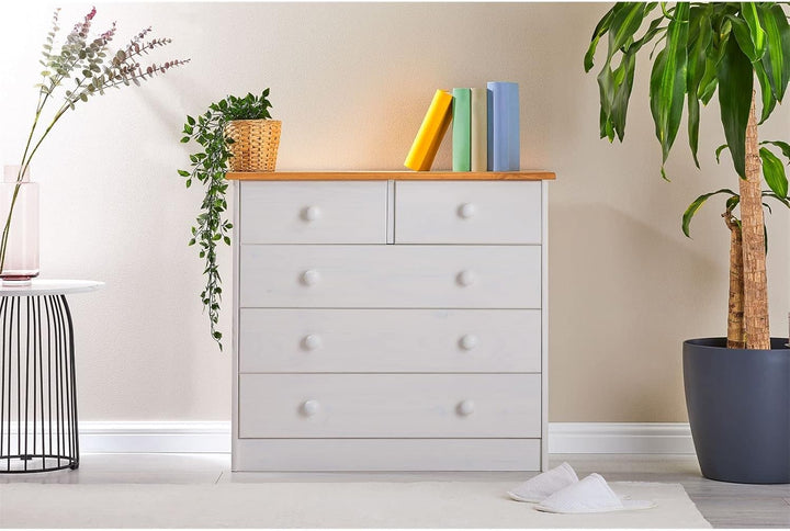 IDIMEX Kommode Rondo, schöne Anrichte mit 5 Schubladen, praktisches Sideboard aus massiver Kiefer in