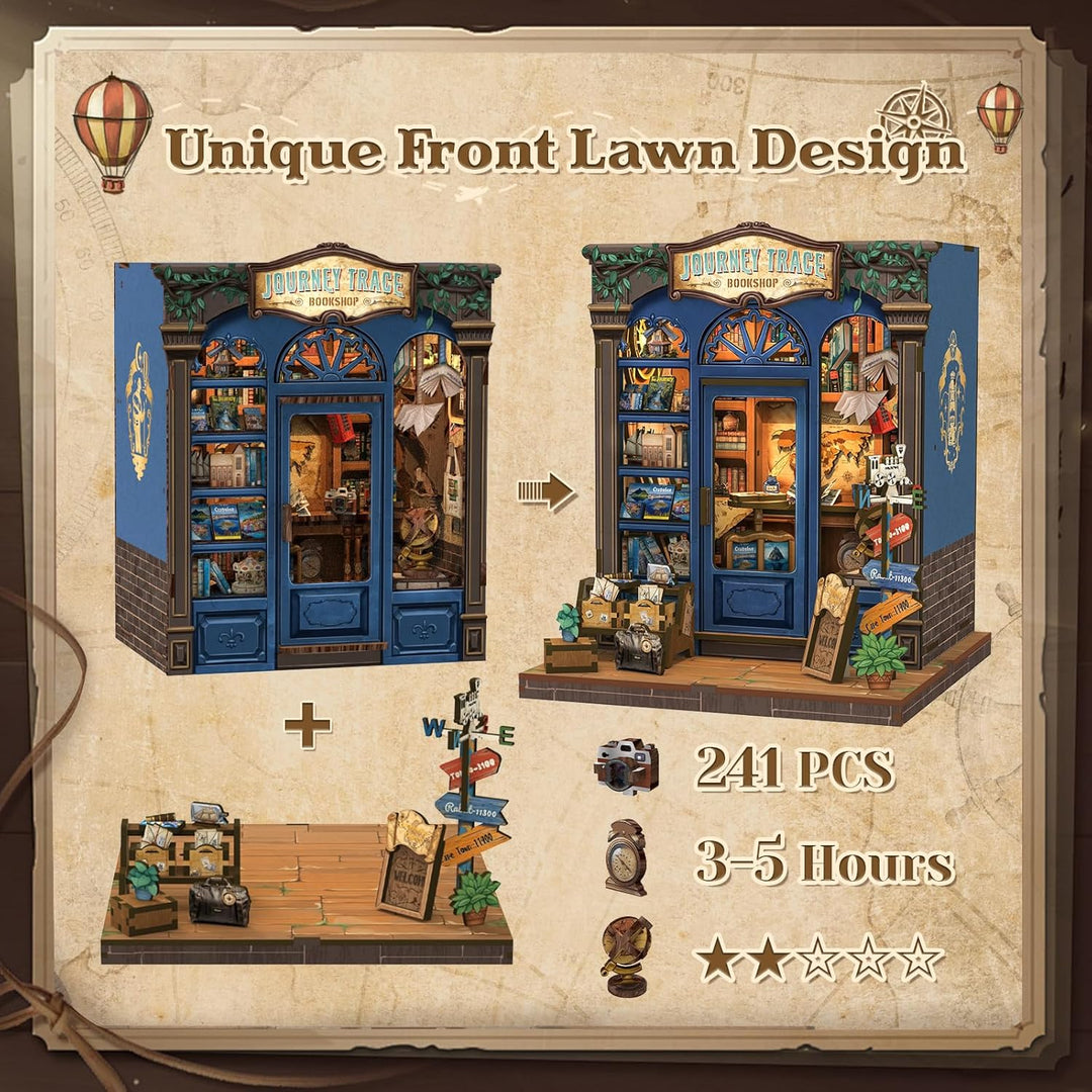 CUTEBEE Book Nook Kit – DIY Puppenhaus Häuser, Miniatur Haus Selber Bauen für Erwachsene, 3D-Holzpuz