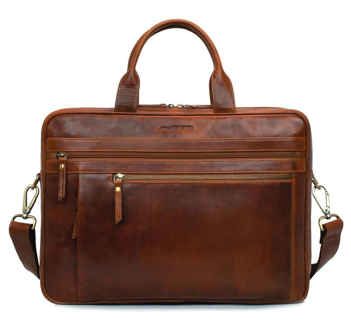Marc Peter Laptoptasche Los Angeles I Leder Umhängetasche für 15.6 zoll Laptop I Aktentasche für Not