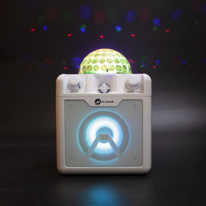 N-Gear DISCO410 Karaoke & Party Bluetooth Lautsprecher mit Discokugel, Mikrofon und Power Bank Funkt