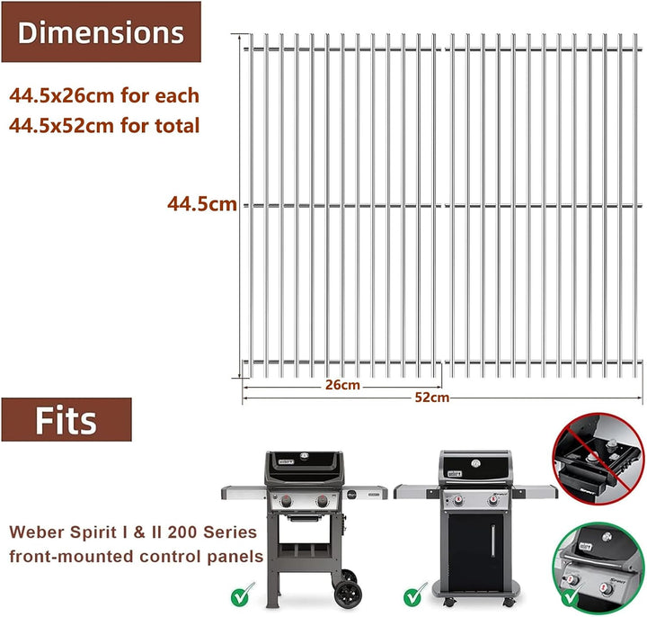 GFTIME 7637 69866 Edelstahl Grill-Warmhalterost ，Edelstahl Grillrost 44,5x26cm ， für Weber Spirit E2