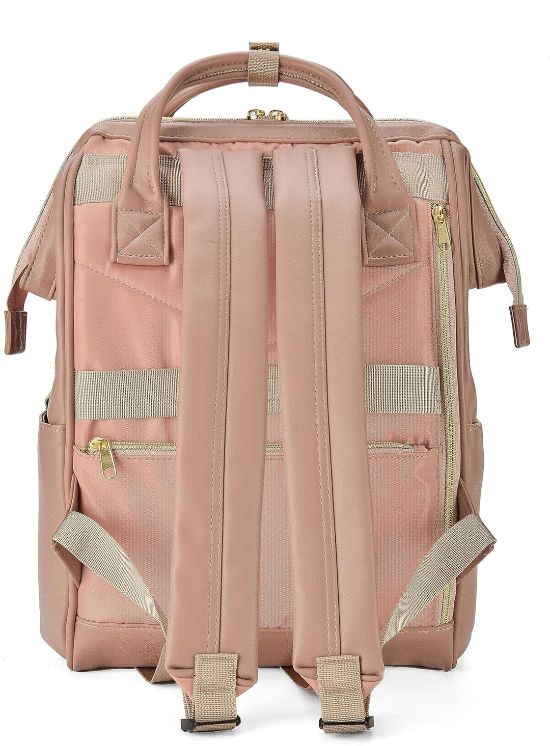 Kah&Kee Leder Rucksack Wickeltasche Laptop Reisen Arzt Lehrer Tasche für Frauen Mann (Braun Rosa II)