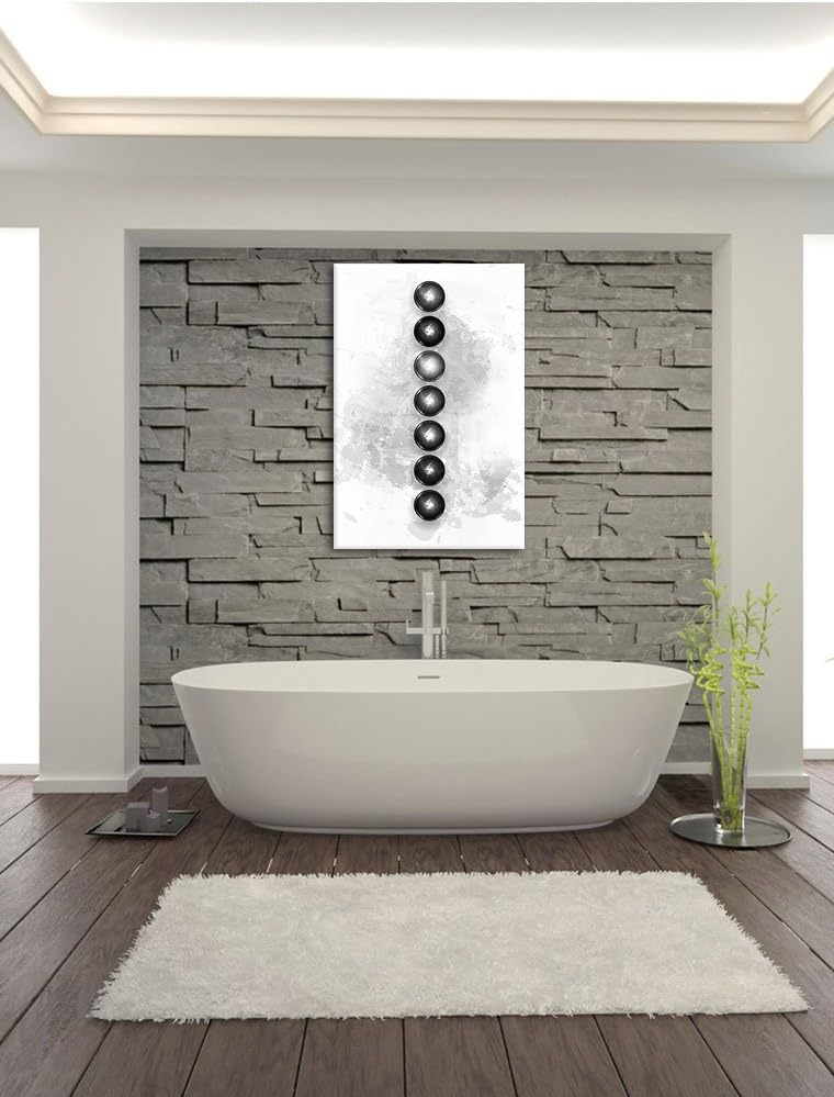 Pixxprint Chakra Eneregieelemente des Körpers Kunst B&W, Format: 100x70 auf Leinwand, 100x70