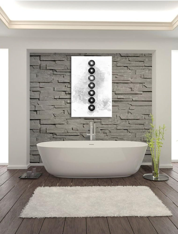 Pixxprint Chakra Eneregieelemente des Körpers Kunst B&W, Format: 100x70 auf Leinwand, 100x70