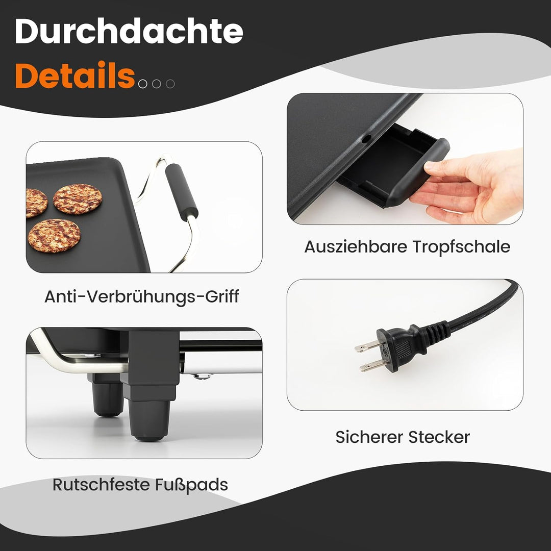 RELAX4LIFE Tischgrill elektrisch, 68,5 x 22,5 cm extra lange Teppanyaki-/Plancha-Grillplatte, Elektr